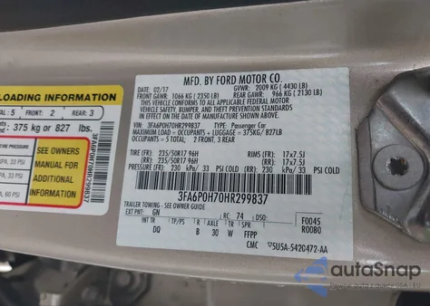 2017 Ford Fusion Se z USA, uszkodzony, nr VIN 3FA6P0H70HR299837